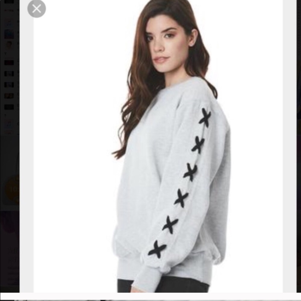 New! LF/Emma &Sam sweatshirt w/ tie up sleeve NWT - Picture 2 of 4